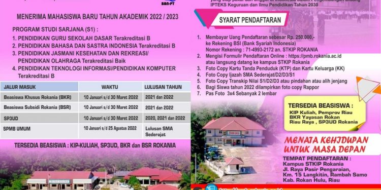 STKIP Rokania Mulai Menerima Mahasiswa Baru T.A. 2022/2023