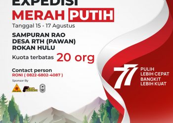 Brosur Mapala Rokania acara Ekspedisi Merah Putih di Sampuran Rao