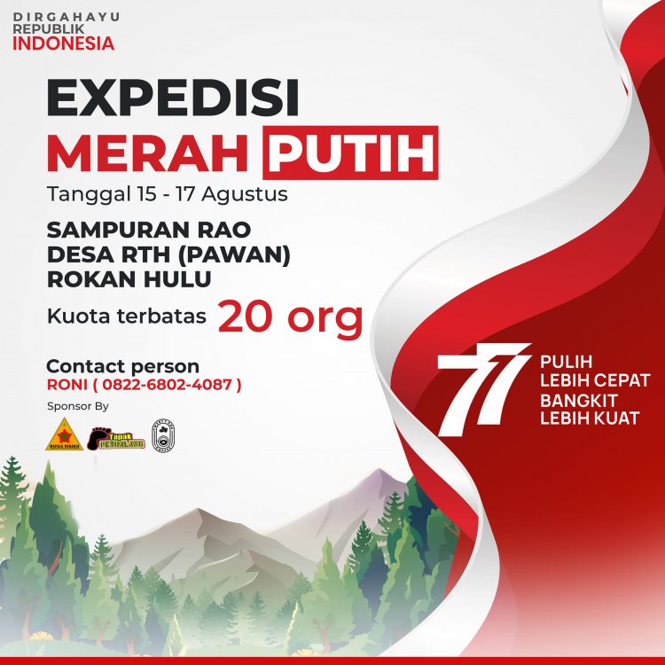 Brosur Mapala Rokania acara Ekspedisi Merah Putih di Sampuran Rao