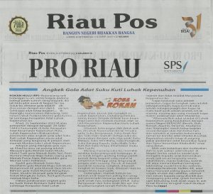 Foto klipingan koran Riau Pos, hal. Pro Riau, edisi 26/09/2022. (sumber: Ismail Hamkaz)